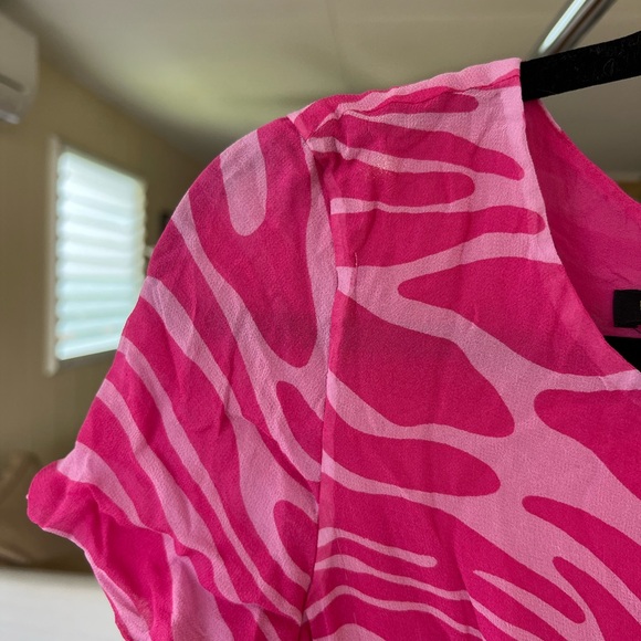 HOLD Vintage Retro Escada Hot Pink Zebra Animal Print Silk Short Sheath Dress 38 - Picture 7 of 8